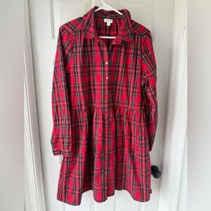 J.Crew Factory Red Green Tartan Plaid Collared Shirtdress Mini Dress Size 12